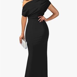 Beautiful black fitted sleeveless off the shoulder body con dress NWOT